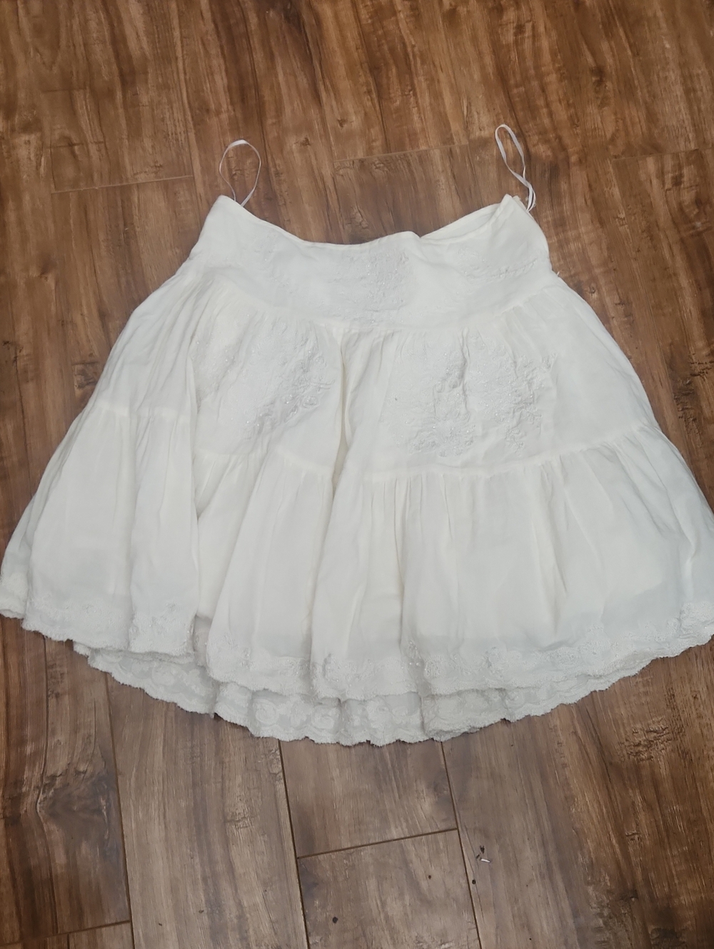 White Miss Me Tiered Eyelet Mini Skirt -
